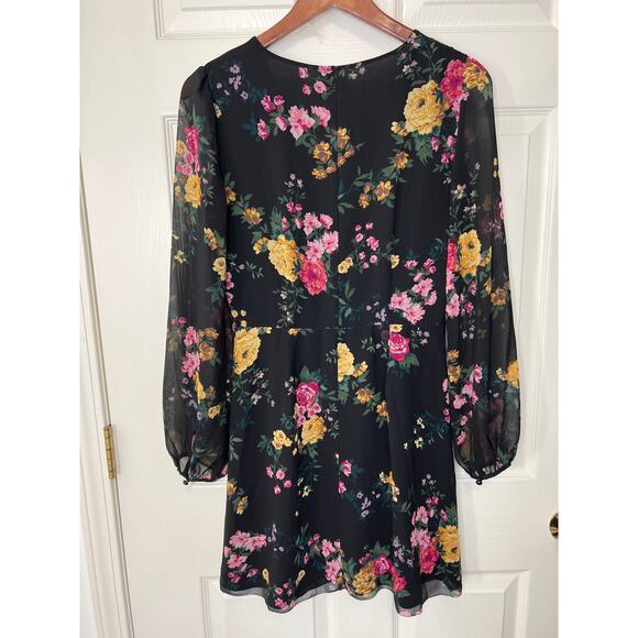 Aritzia Wilfred Nazaire Button Front Long Sleeve Black Floral Frenzy Dress - Picture 5 of 10
